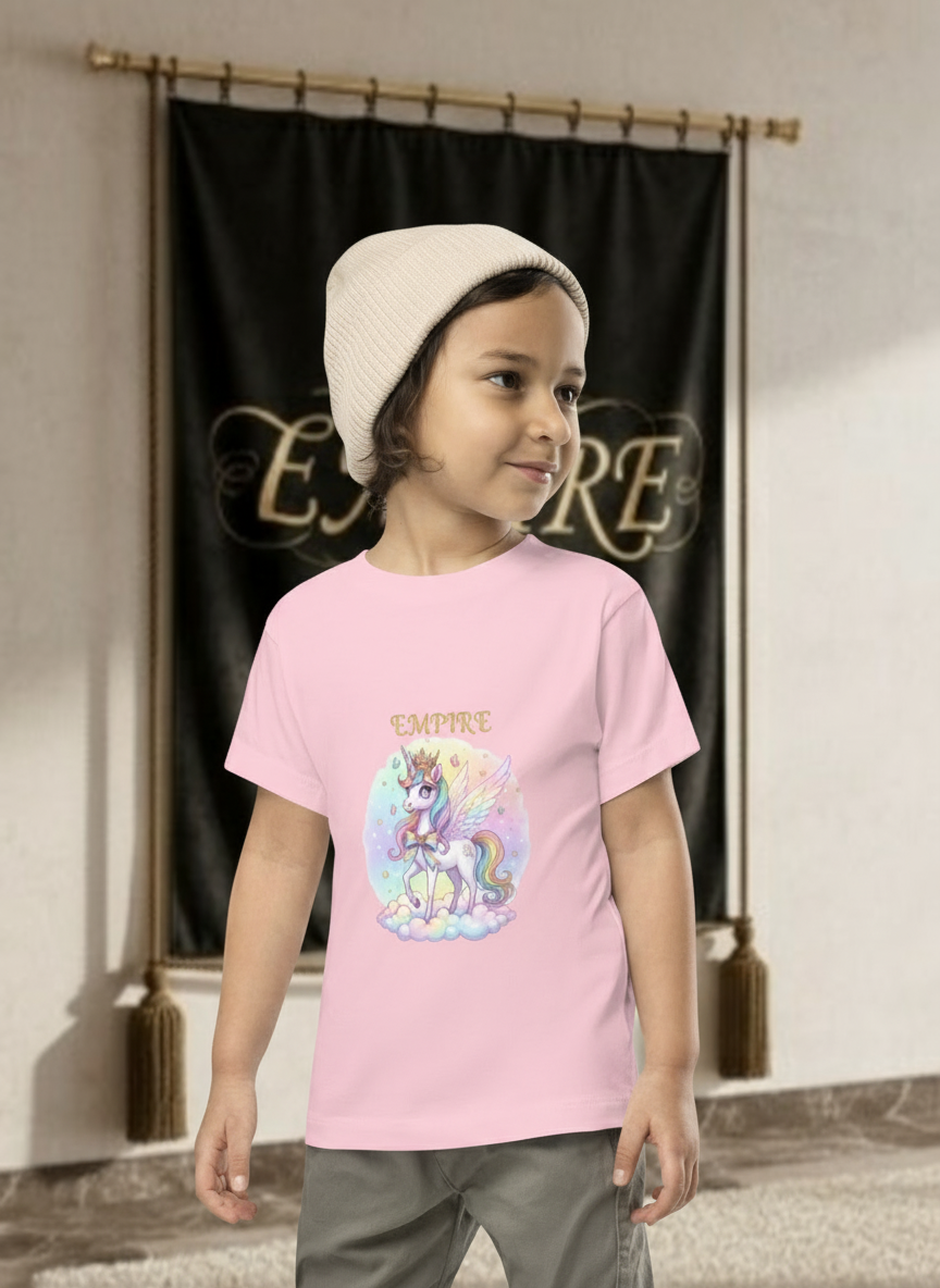 T-shirt enfant fille licorne rose clair EMPIRE - Vue de face