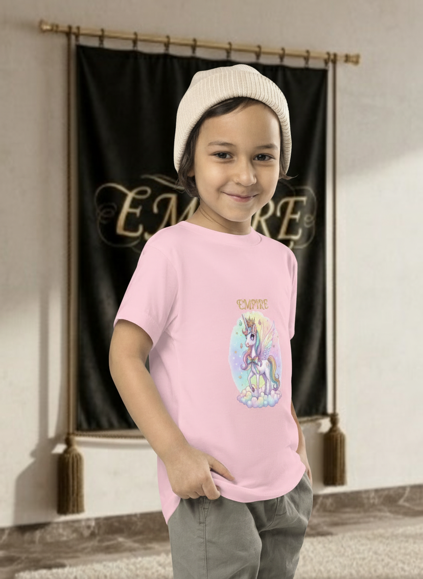 T-shirt enfant fille licorne rose clair EMPIRE - Vue de profil