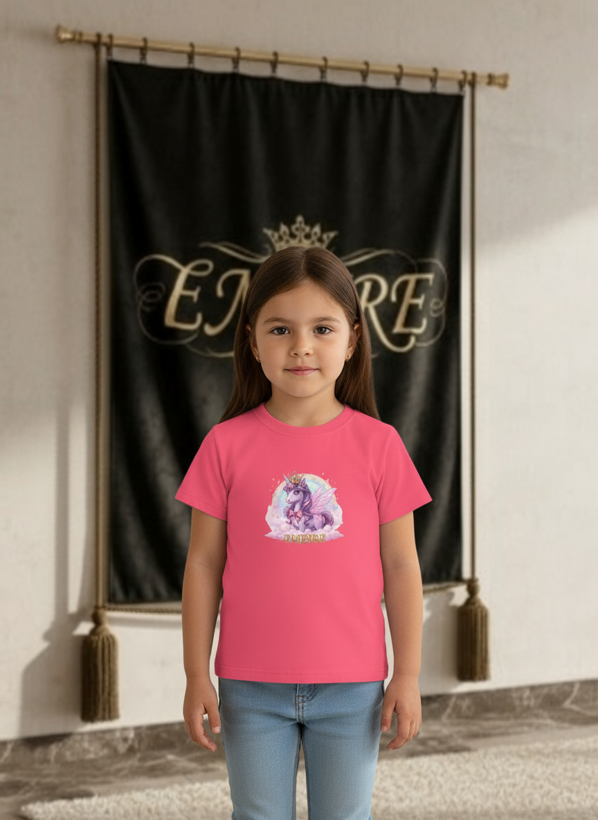 T-shirt enfant fille licorne rose EMPIRE - Vue de face
