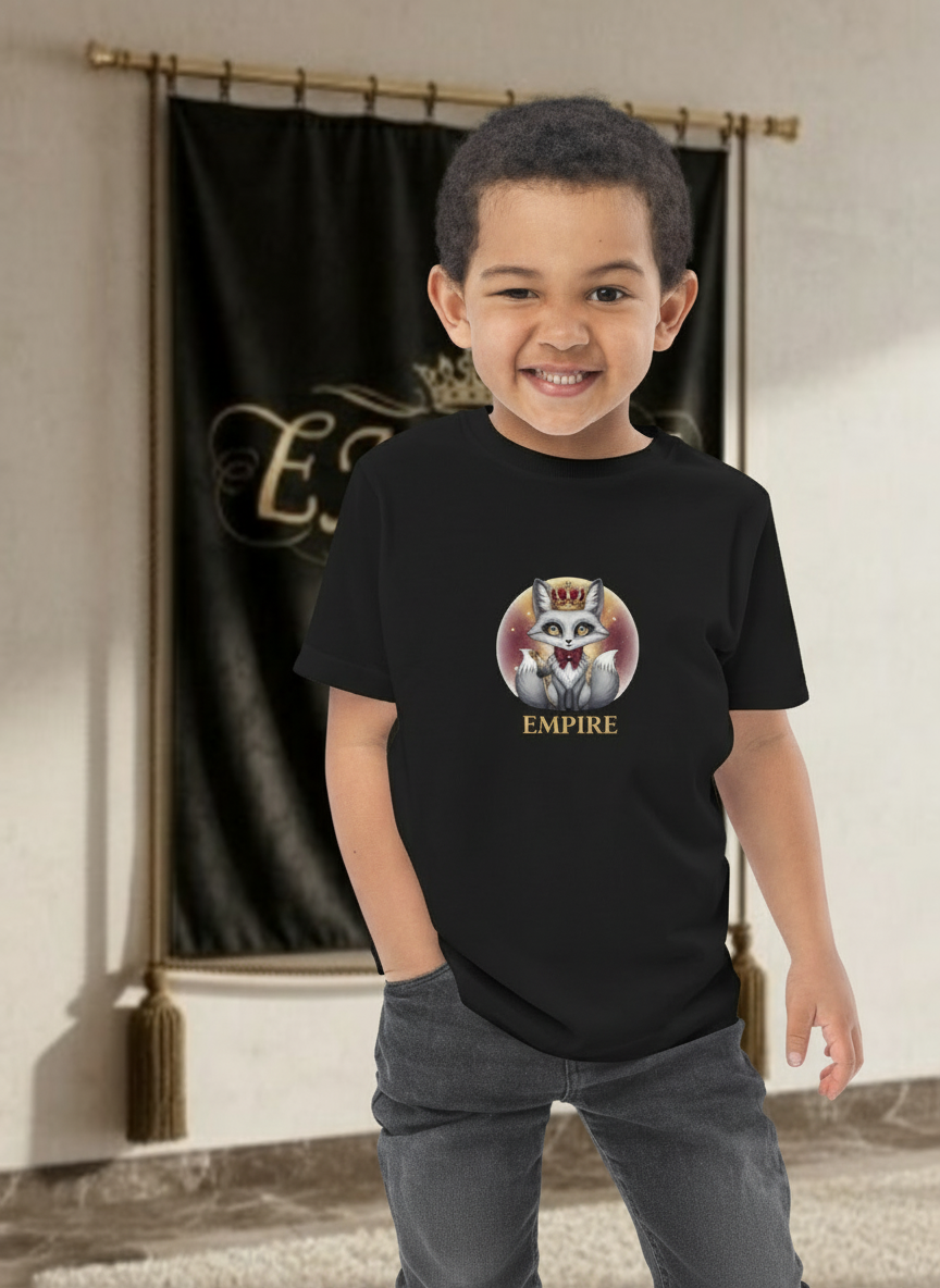 T-shirt enfant garçon chat royal noir EMPIRE - Vue de face