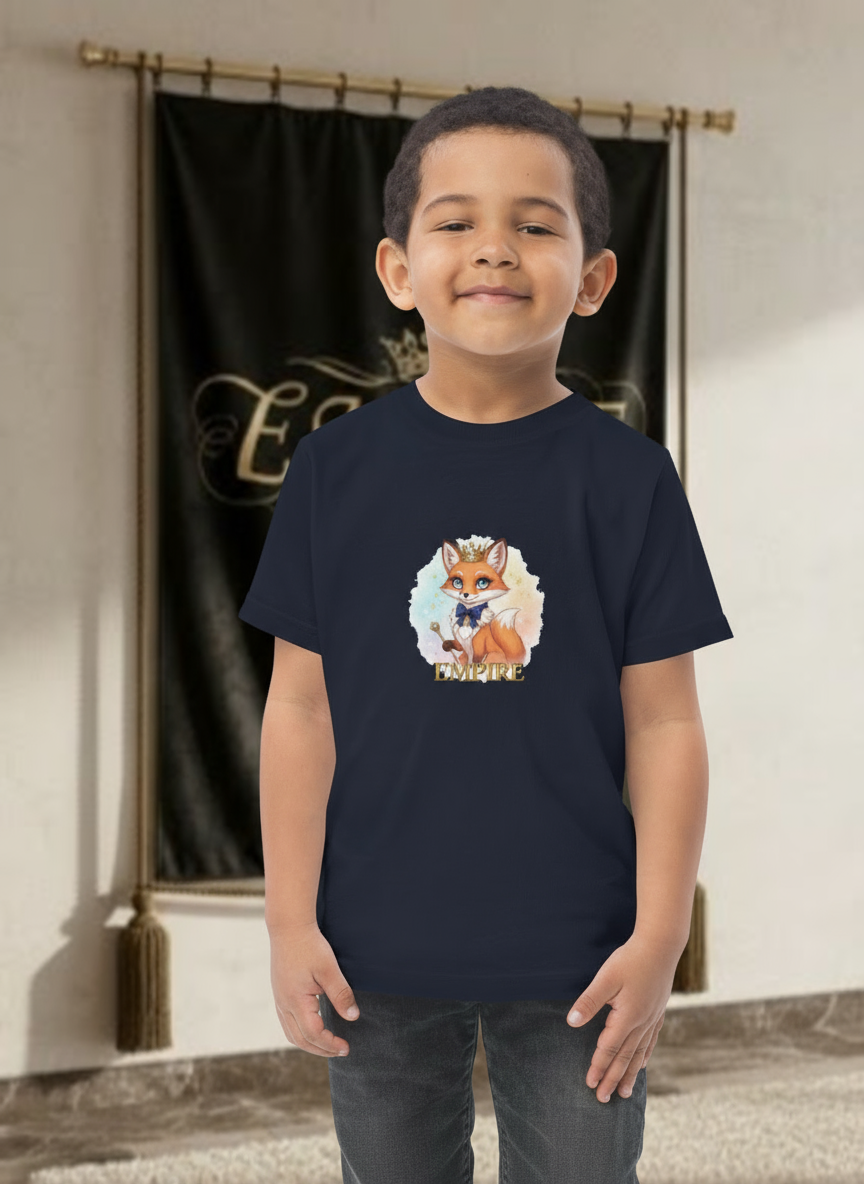 T-shirt enfant garçon renard bleu marine EMPIRE - Vue de face