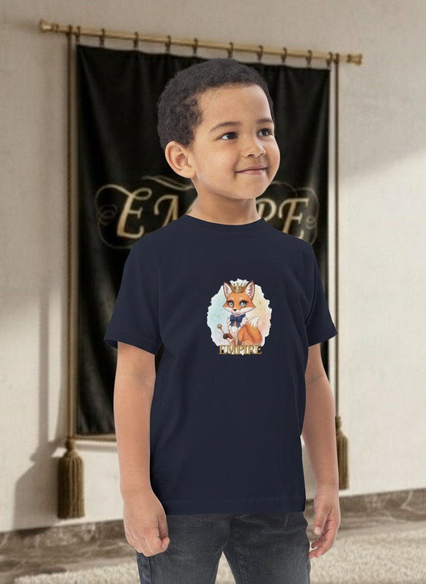 T-shirt enfant garçon renard bleu marine EMPIRE - Vue de profil corrigée