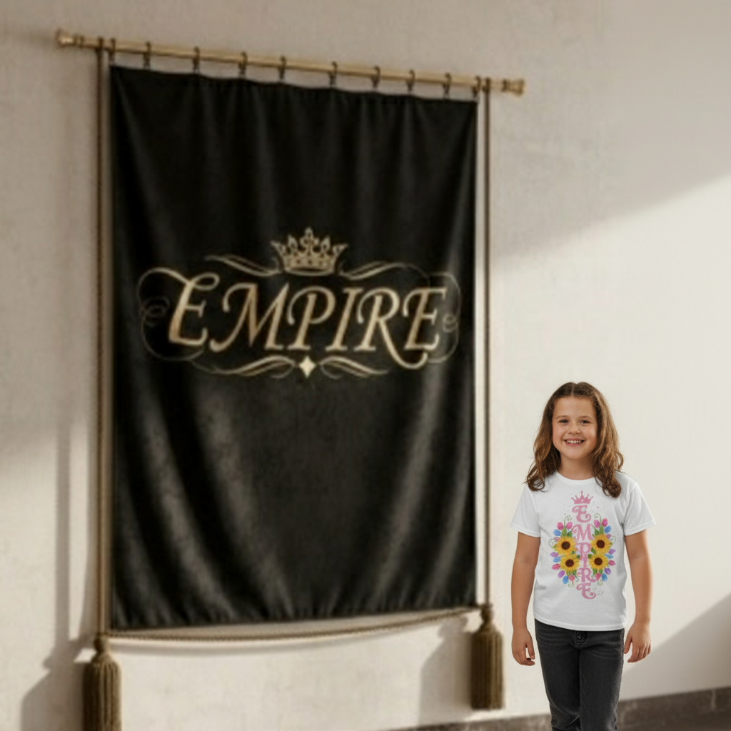 T-shirt fille blanc EMPIRE - Vue avec mannequin