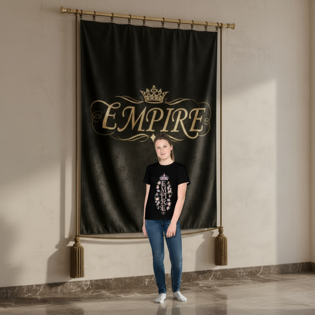T-shirt fille noir EMPIRE - Vue de face