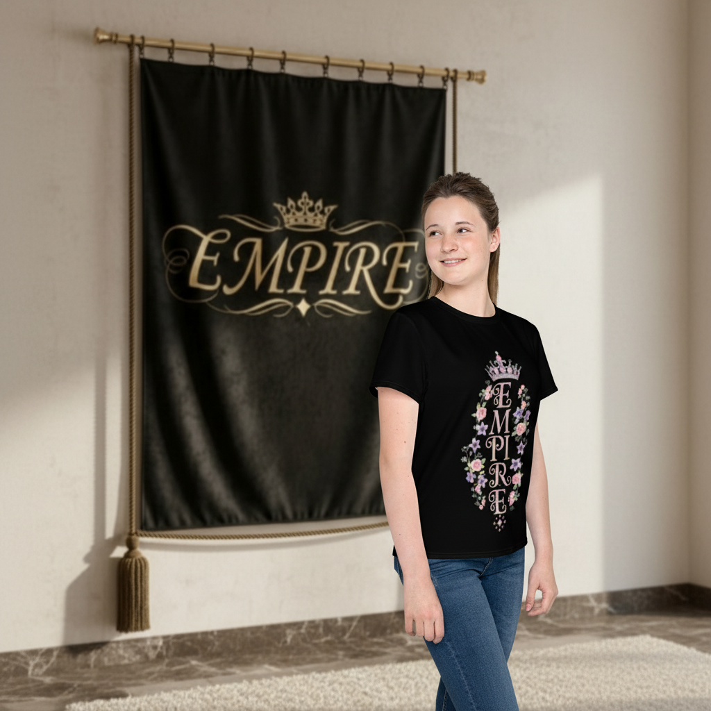 T-shirt fille noir EMPIRE - Vue de profil
