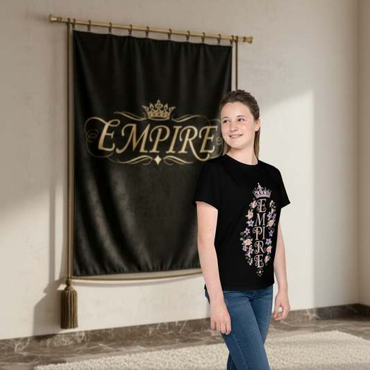 T-shirt fille noir EMPIRE - Vue de profil