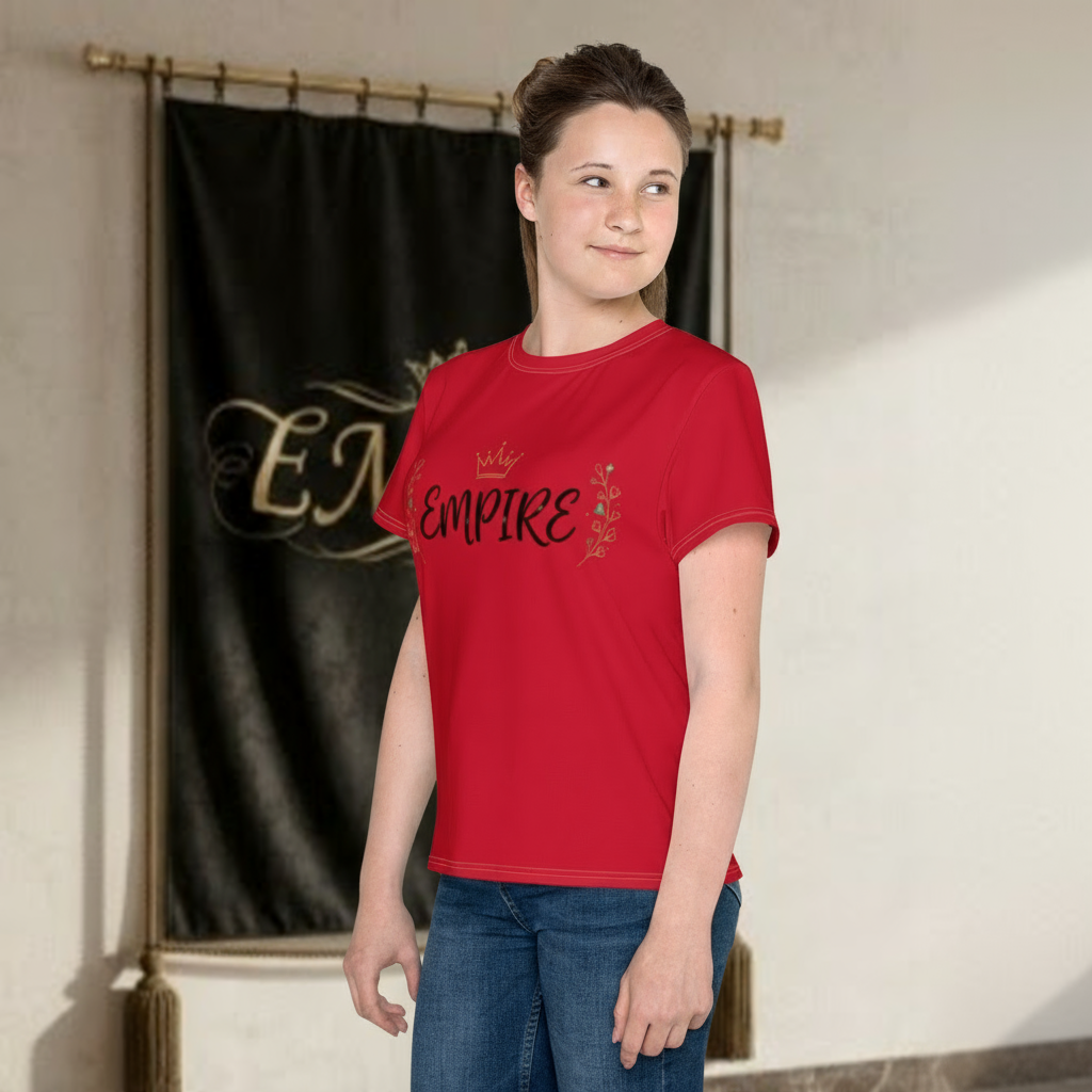 T-shirt fille rouge EMPIRE - Vue de profil