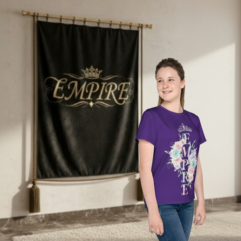 T-shirt fille violet EMPIRE - Vue de côté droit