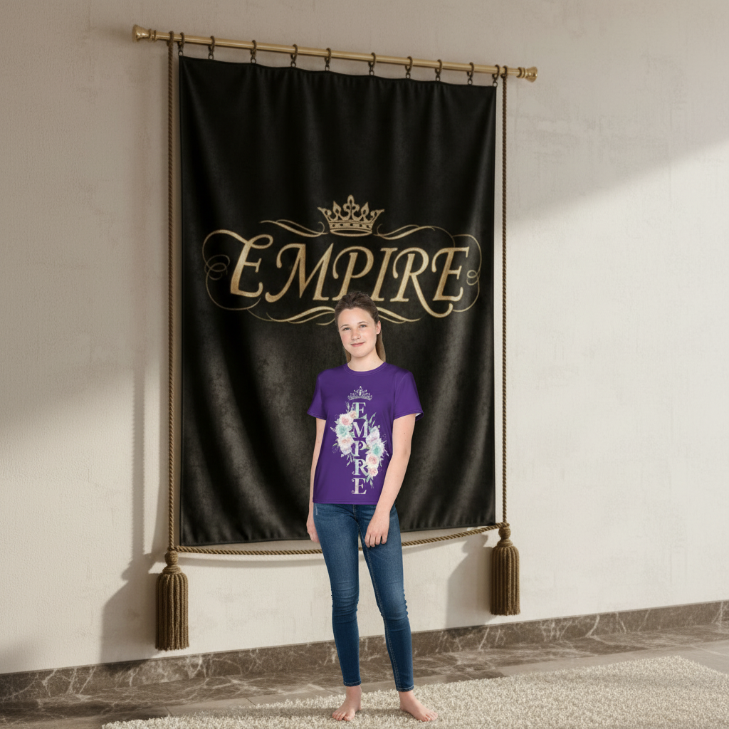 T-shirt fille violet EMPIRE - Vue de face