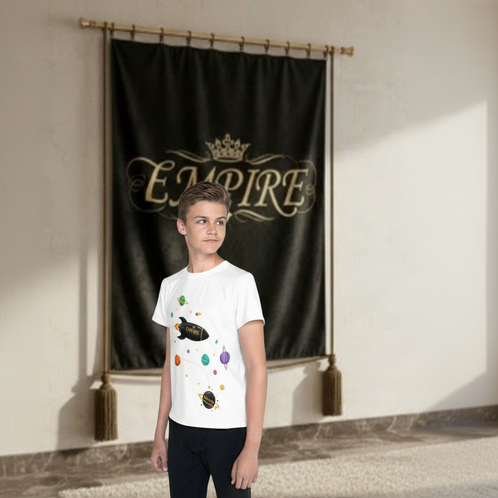 T-shirt garçon blanc EMPIRE - Vue de profil