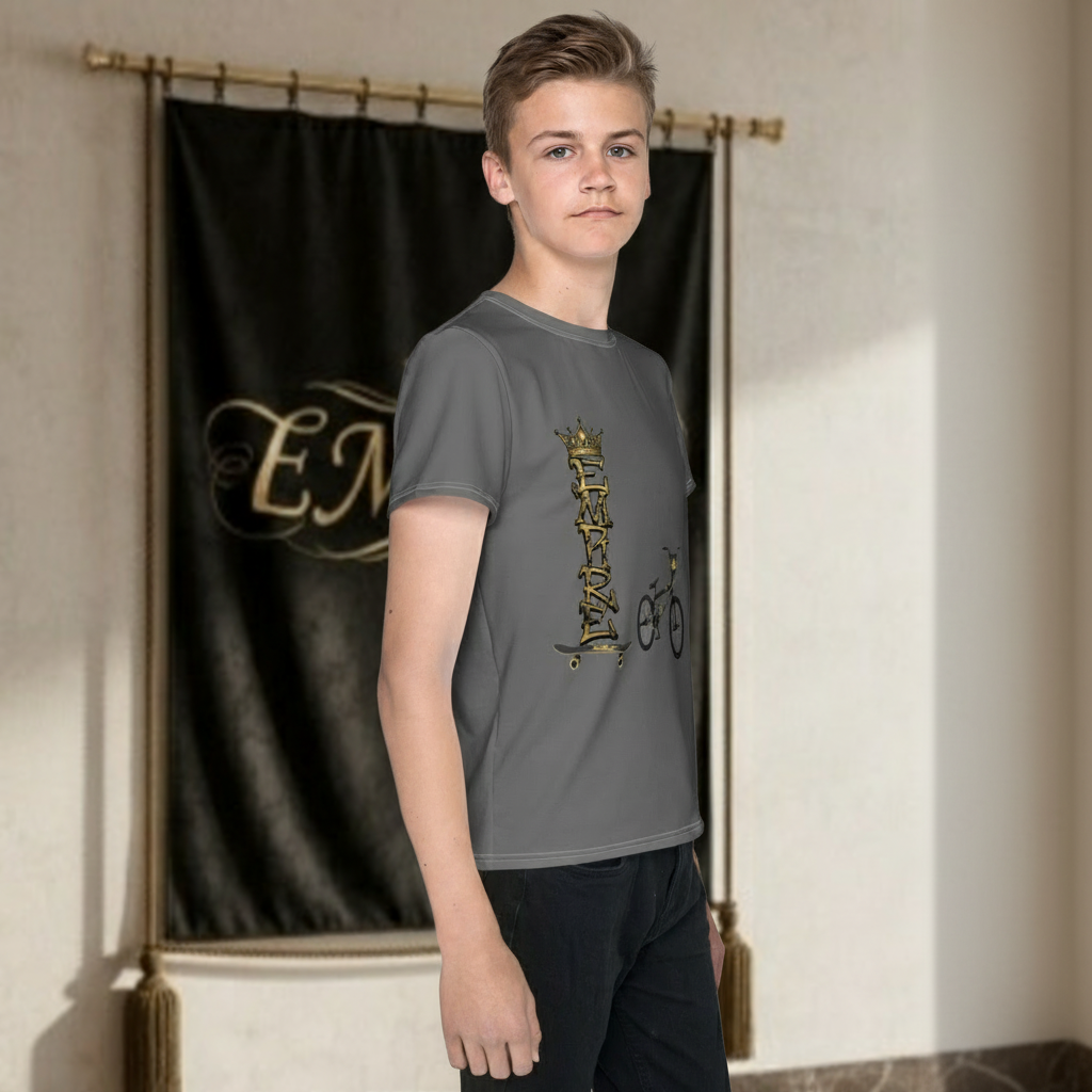 T-shirt garçon gris EMPIRE - Vue de profil
