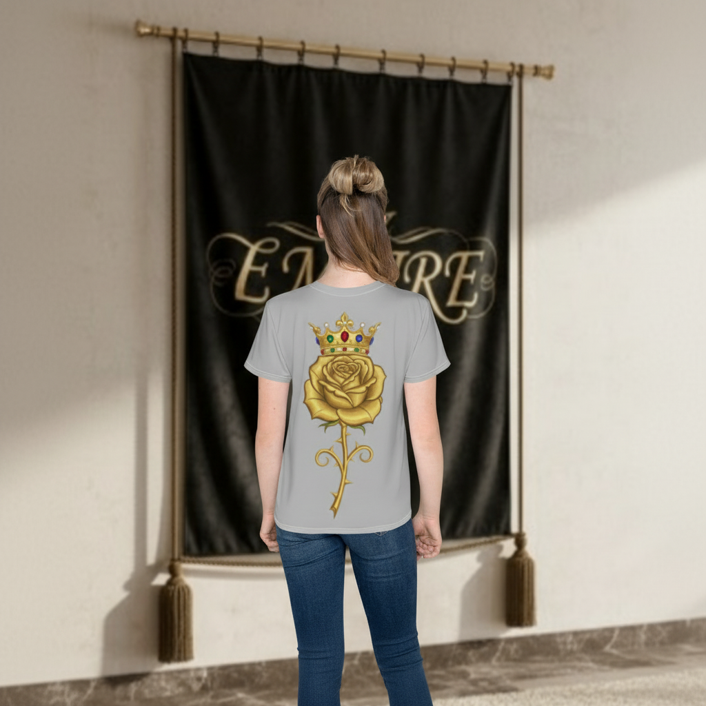 T-shirt gris EMPIRE rose dorée - Vue de dos