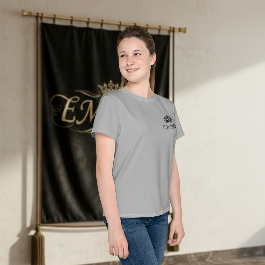 T-shirt gris EMPIRE rose dorée - Vue de profil