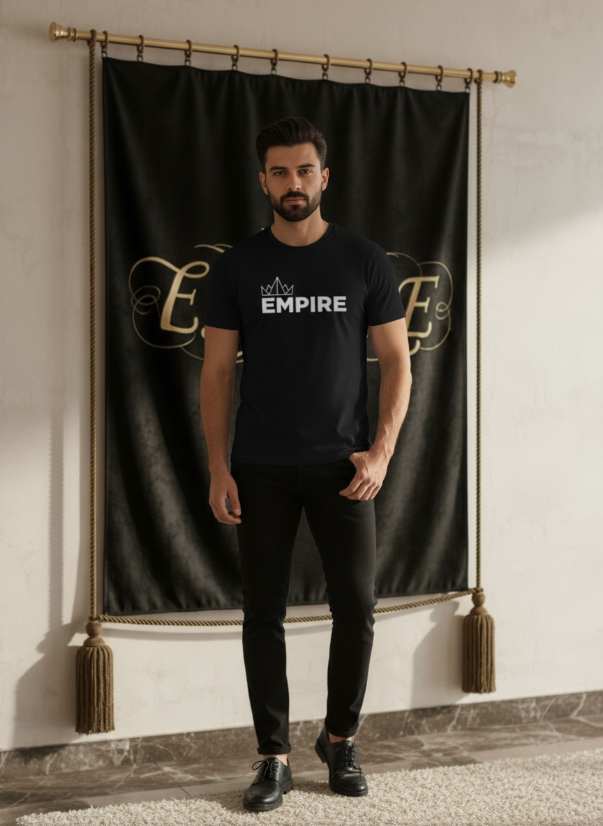 T-shirt noir EMPIRE homme vue de face