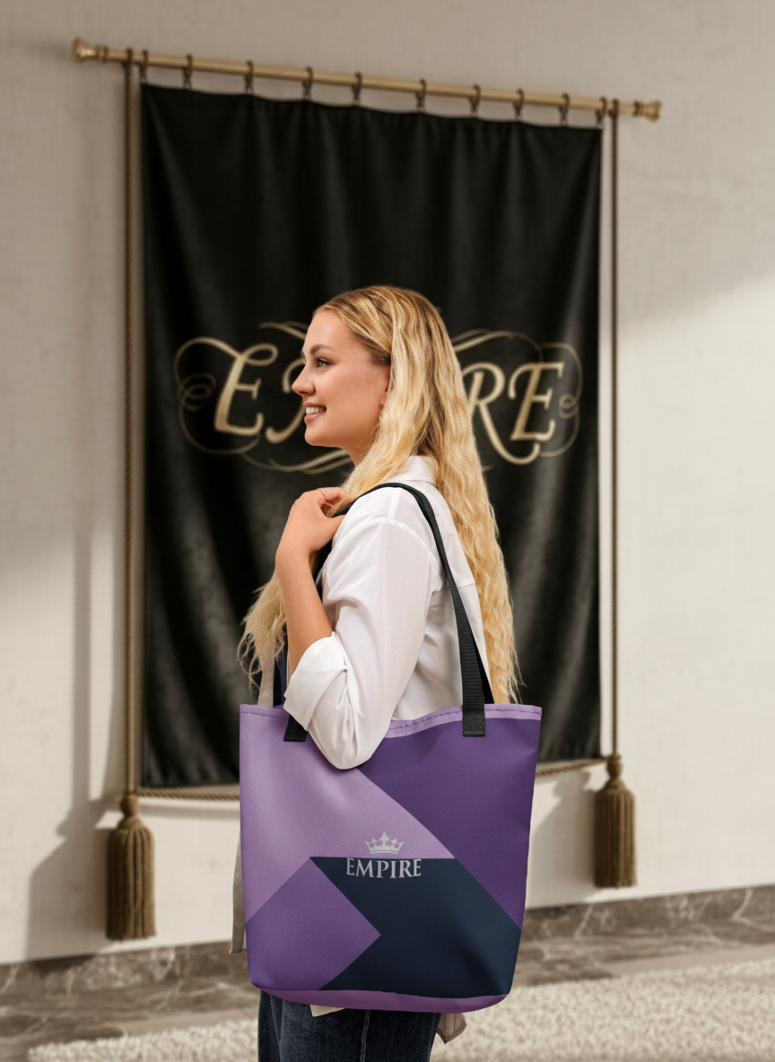 Tote bag EMPIRE géométrique - Vue de profil porté